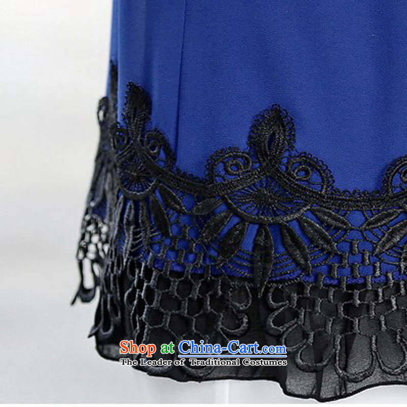 El-ju Yee Nga 2015 Summer Knitted cuffs lace stitching chiffon shirt thick sister larger T-shirts YZ5288 BOURDEAUX XXXL, el-ju Yee Nga shopping on the Internet has been pressed.