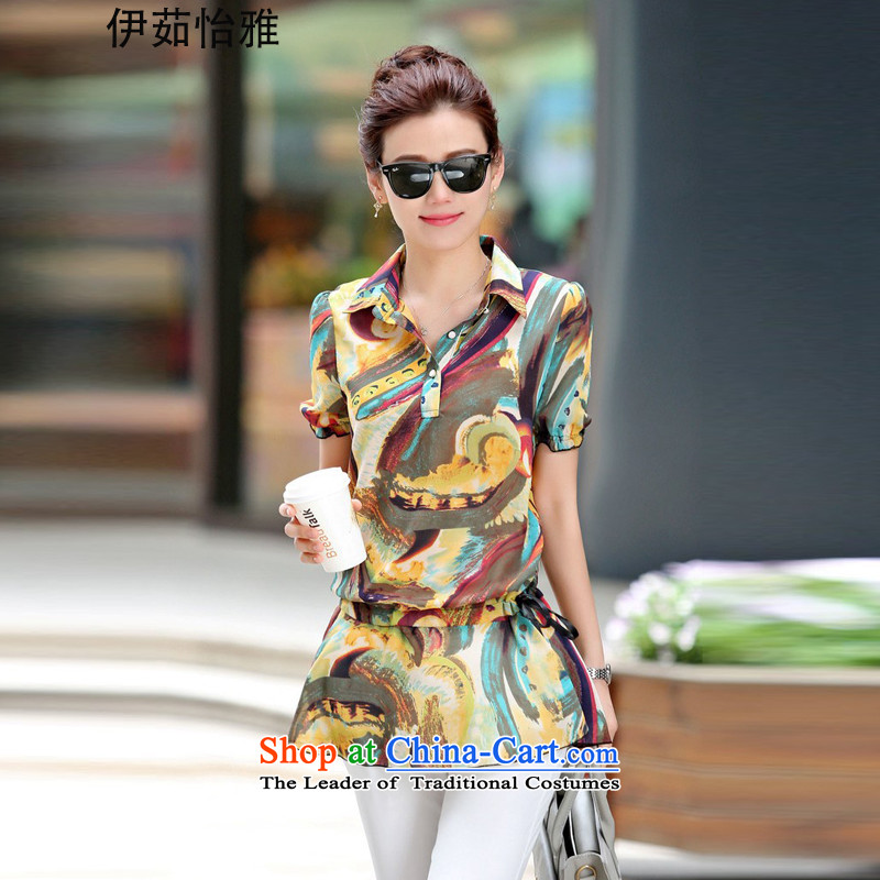 El-ju Yee Nga 2015 Summer thick, Hin thin large short-sleeved blouses chiffon shirt YZ5365 ORANGE XXL, el-ju Yee Nga shopping on the Internet has been pressed.