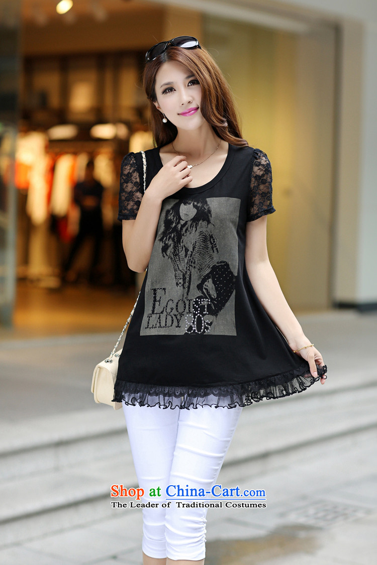  Large ZORMO Women 2015 Summer new lace stitching short-sleeved T-shirt larger Girl doll loaded thick mm black t-shirt XXL picture, prices, brand platters! The elections are supplied in the national character of distribution, so action, buy now enjoy more preferential! As soon as possible.