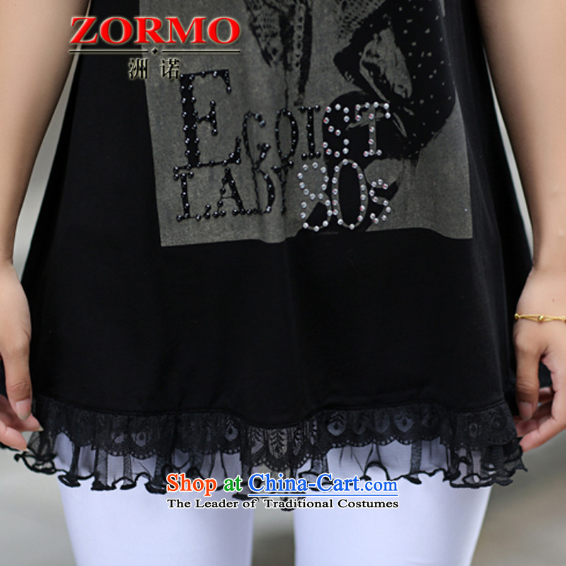  Large ZORMO Women 2015 Summer new lace stitching short-sleeved T-shirt larger Girl doll loaded thick mm black t-shirt XXL,ZORMO,,, shopping on the Internet