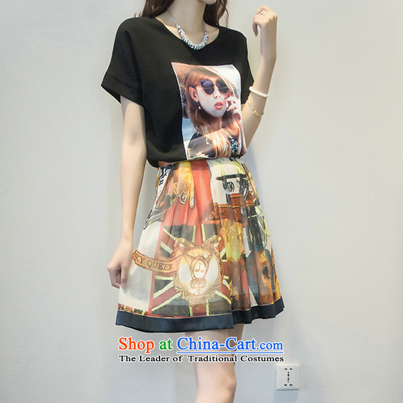The first declared as thick mm to increase female Korean version of code for summer new stylish two kits loose T-shirt t-shirt + upper body 7319# skirt around 922.747 paras. 135-145 2XL, purple long declared shopping on the Internet has been pressed.