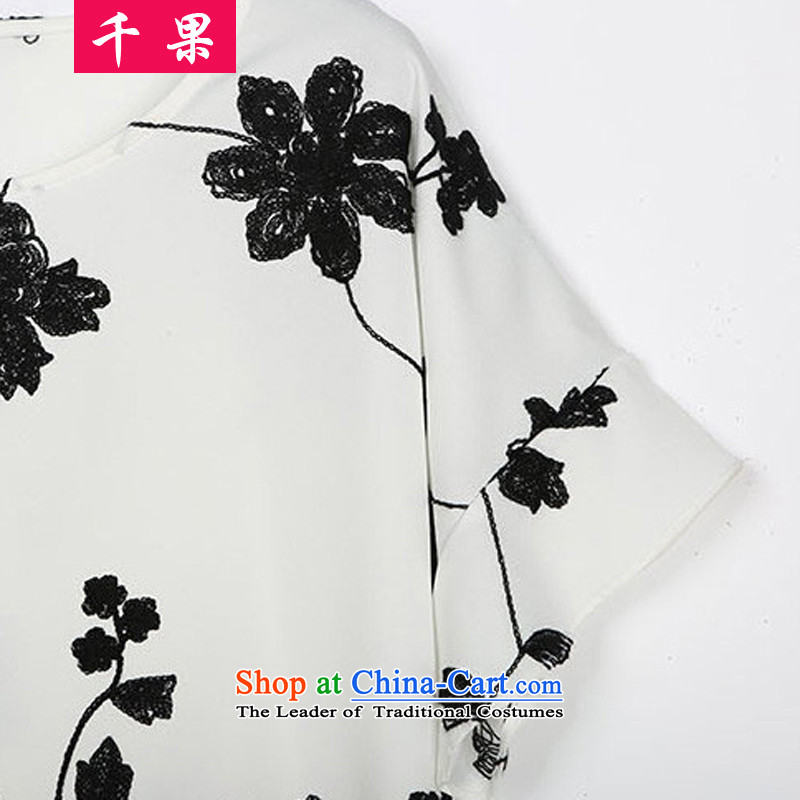Thousands of fat xl coga female thick mm Summer 2015 new liberal video thin chiffon short-sleeved shirt two kits T-shirt short skirt Kit 5836 Black 5XL175-210 around 922.747, thousands of fruit (QIANGUO shopping on the Internet has been pressed.)