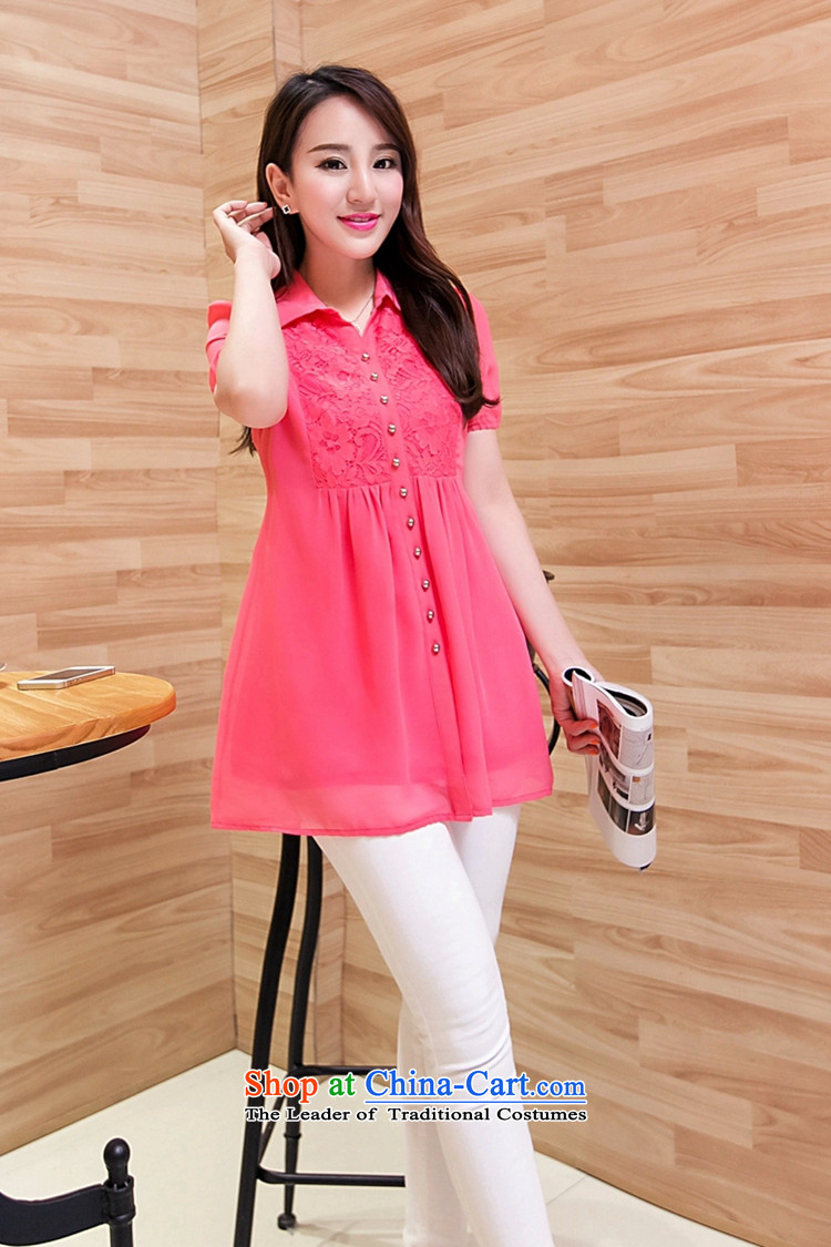  Large ZORMO Women 2015 Summer new lace stitching larger chiffon shirts in mm thick long intensify casual shirt pink XXL picture, prices, brand platters! The elections are supplied in the national character of distribution, so action, buy now enjoy more preferential! As soon as possible.