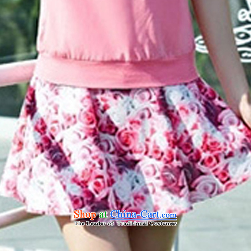 In the summer of 2015, Cho Jae-hyung, the new large female Korean short-sleeved T-shirt Skort Leisure Suite   3125  M-hyung-cho, pink shopping on the Internet has been pressed.