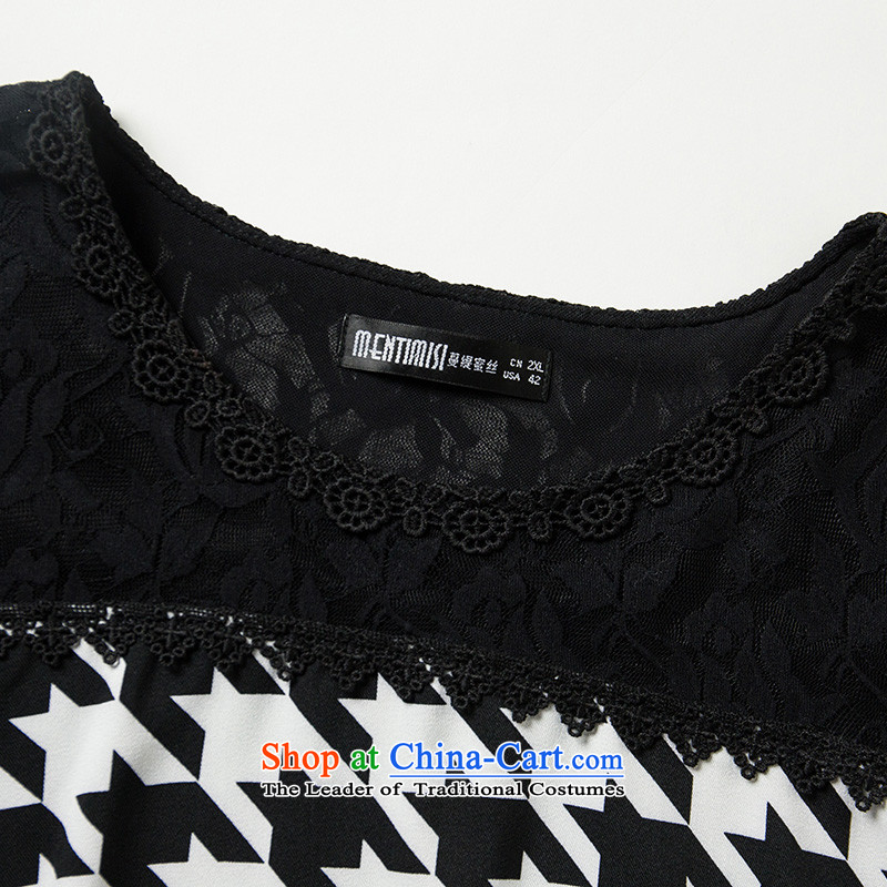 The Director of the new add to the burden of 200 indeed xl female thick mm spring and summer load Korean lace stitching short-sleeved relaxd dress code 2877 Black and White Large 3XL around 922.747, of 160 staff (smeilovly) , , , shopping on the Internet