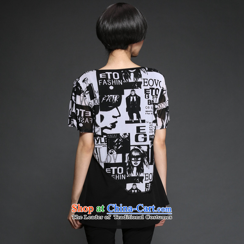 The Director of the women's code to increase the summer thick Korean modern stamp MM short-sleeved T-shirt chiffon shirt,  1345 pictures graphics thin large tri-color code 4XL suitable for 180 staff of around 922.747, (smeilovly) , , , shopping on the Int