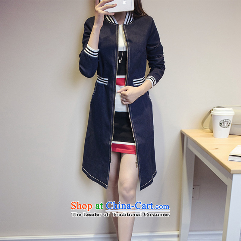 The first declared as thick mm to increase women's code during the spring and autumn Korean new long-sleeved in long Leisure Cowboy Wind Jacket 1209/ cowboy color 4XL 165- 175 around 922.747, purple long declared shopping on the Internet has been pressed.