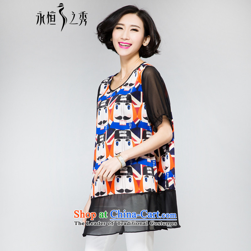 The Eternal-soo to xl t-shirts thick sister 2015 Summer new product expertise, Hin thick mm thin, long stylish cartoon stamp loose T-shirt Black XL, eternal Soo , , , shopping on the Internet
