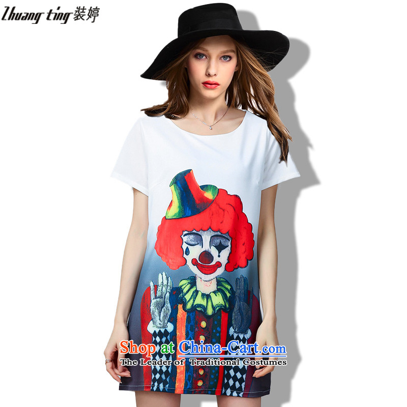 Replace Ting zhuangting2015 summer thick mm new high-end western wild larger female stamp short-sleeved dresses 60313 Black 4XL, boxed-ting (zhuangting) , , , shopping on the Internet