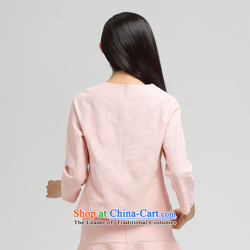 High-end of the water for larger women 2015 Spring New small wind round-neck collar pearl-nails sweater t-shirt S15CJ4659 honey peaches , L water by the toner (SHUIMIAO) , , , shopping on the Internet
