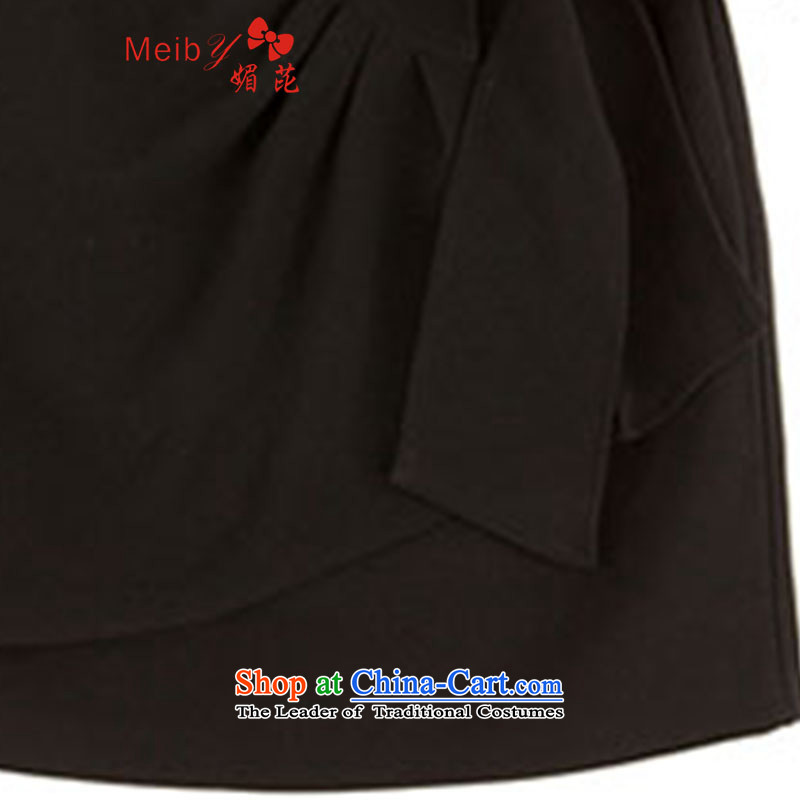 Large meiby female wild Sleek and versatile large spring new Korean Womens Bow Tie package and the chiffon body skirt step short skirts 228-1 of black XS, (meiby) , , , shopping on the Internet
