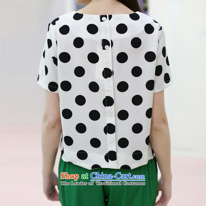 In the summer of 2015, Pak short-sleeved chiffon two kits for larger female loose kit dot shirt + Capri picture color 3XL around 922.747 150 - 160131 as referred to, Park shopping on the Internet has been pressed.