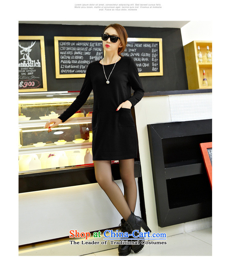 Athena Chu Isabel thick MM to increase women's loose in code long skirt korea kit and pure color knitting forming the long-sleeved shirt short skirts 1342 Black  L recommendations 105-120 catty picture, prices, brand platters! The elections are supplied in the national character of distribution, so action, buy now enjoy more preferential! As soon as possible.
