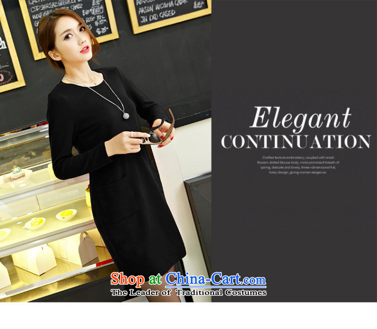 Athena Chu Isabel thick MM to increase women's loose in code long skirt korea kit and pure color knitting forming the long-sleeved shirt short skirts 1342 Black  L recommendations 105-120 catty picture, prices, brand platters! The elections are supplied in the national character of distribution, so action, buy now enjoy more preferential! As soon as possible.
