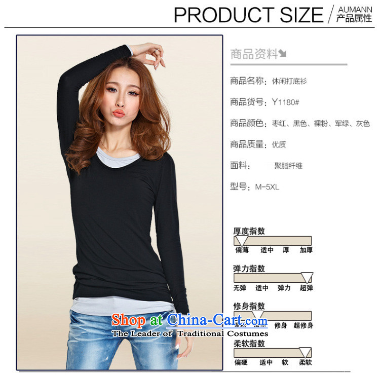 Athena Chu Load Isabel new xl women's long-sleeved T-shirt thick mm wild leisure shirt for business graphics Sau San thin long forming the Netherlands 1180 Black 4XL( recommendations 160-175 catty) Picture, prices, brand platters! The elections are supplied in the national character of distribution, so action, buy now enjoy more preferential! As soon as possible.