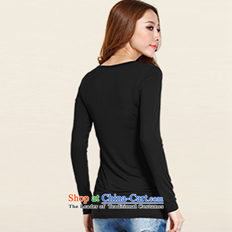 Athena Chu Load Isabel new xl women's long-sleeved T-shirt thick mm wild leisure shirt for business graphics Sau San thin long forming the Netherlands 1180  recommendations 160-175 4XL( black catty, Athena Isabel (yisabell) , , , shopping on the Internet