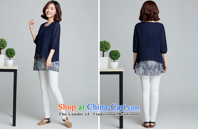 People are large Diana Lady's thick mm summer holidays in two long chiffon shirt female 7 small shirt-sleeves shirt stamp navy 2XL(135-155) picture, prices, brand platters! The elections are supplied in the national character of distribution, so action, buy now enjoy more preferential! As soon as possible.