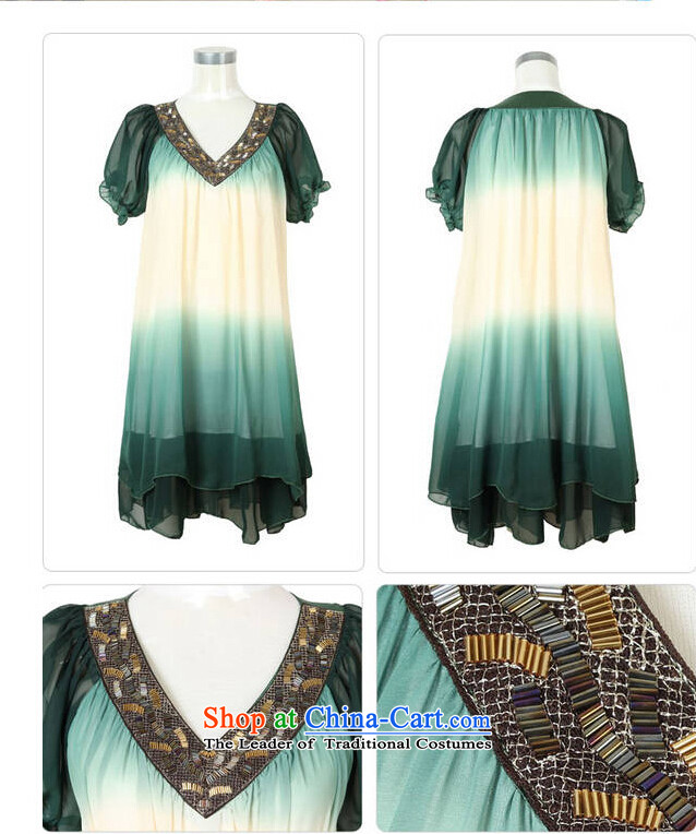 Large meiby female wild Sleek and versatile larger larger women to increase the liberal video thin thick sister short-sleeved large chiffon dresses 1596 Green XXXL picture, prices, brand platters! The elections are supplied in the national character of distribution, so action, buy now enjoy more preferential! As soon as possible.