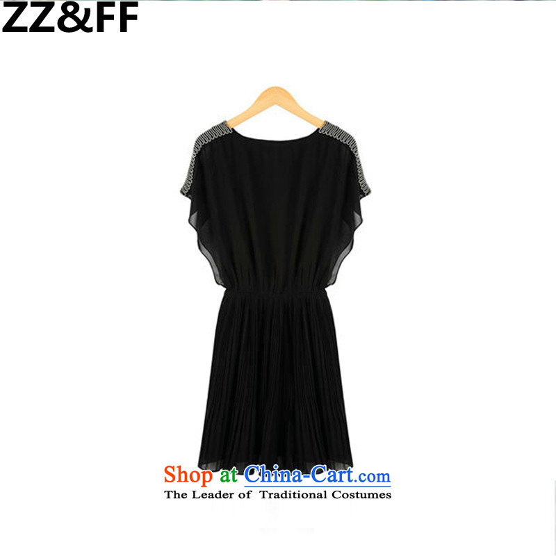 2015 Summer Zz&ff new European sites to increase women's code thick MM200 catty chiffon video thin black skirt XL,ZZ&FF,,, shopping on the Internet
