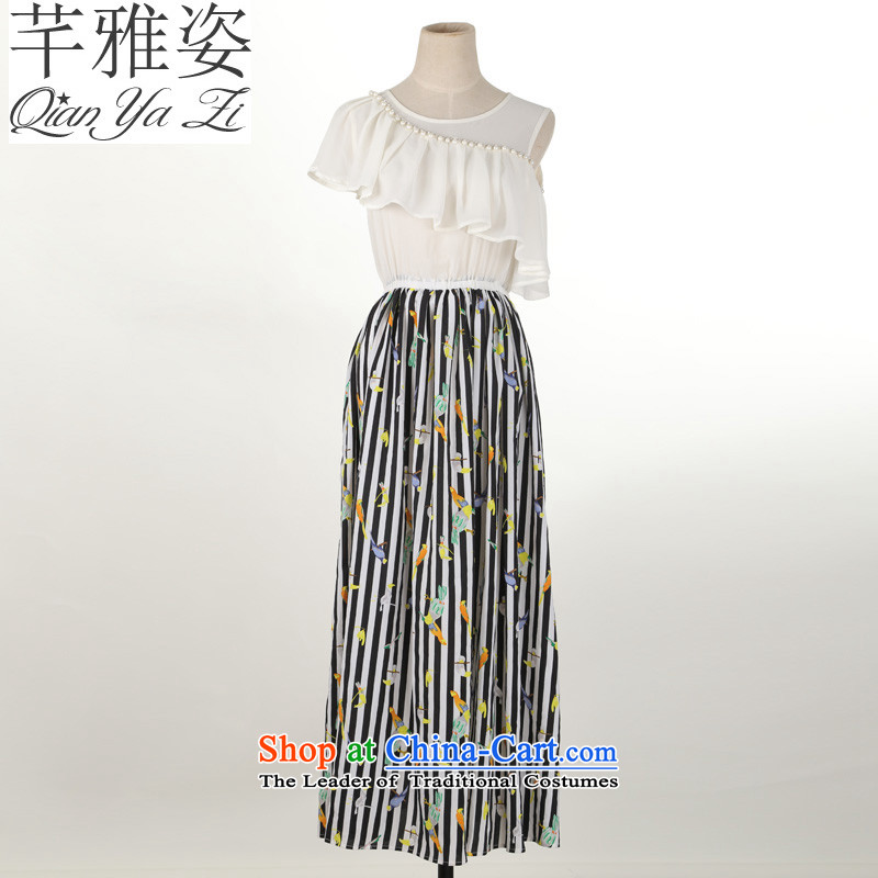 The Constitution of 2015, Hazel new summer Bohemia long skirt streaks stamp chiffon skirt the ventricular hypertrophy code OL omelet Pearl Beach for Sau San dresses white without pop-please refer to chest data option is concerned, the Constitution (QIANYA
