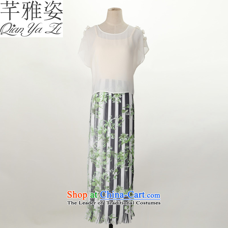 The Constitution of 2015, Hazel new summer beach skirt Bohemia gentlewoman streaks spell chiffon colored long skirt xl two kits dresses short skirts thick mm White XXL approximately 145-165 skirts, Hazel (QIANYAZI constitution) , , , shopping on the Inter