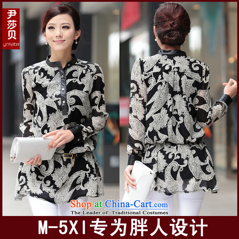 Yoon Elizabeth Odio Benito mother blouses thick MM loose chiffon shirt video thin large stamp summer dresses 2015 New BlackXL recommendations about 140