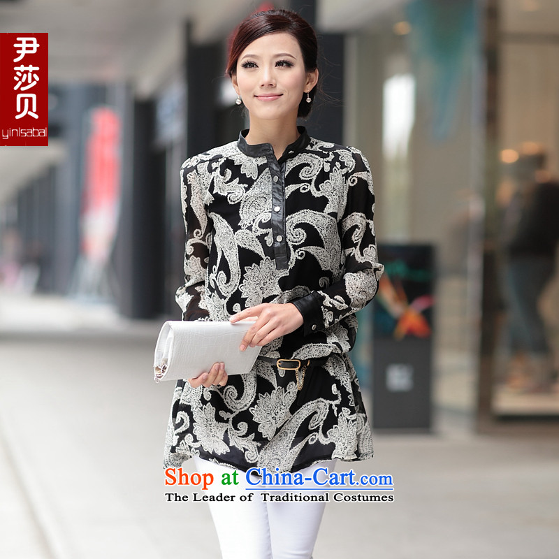 Yoon Elizabeth Odio Benito mother blouses thick MM loose chiffon shirt video thin large stamp summer dresses 2015 New Black XL recommendations about 140, Yoon Elizabeth Odio Benito (yinlsabel) , , , shopping on the Internet