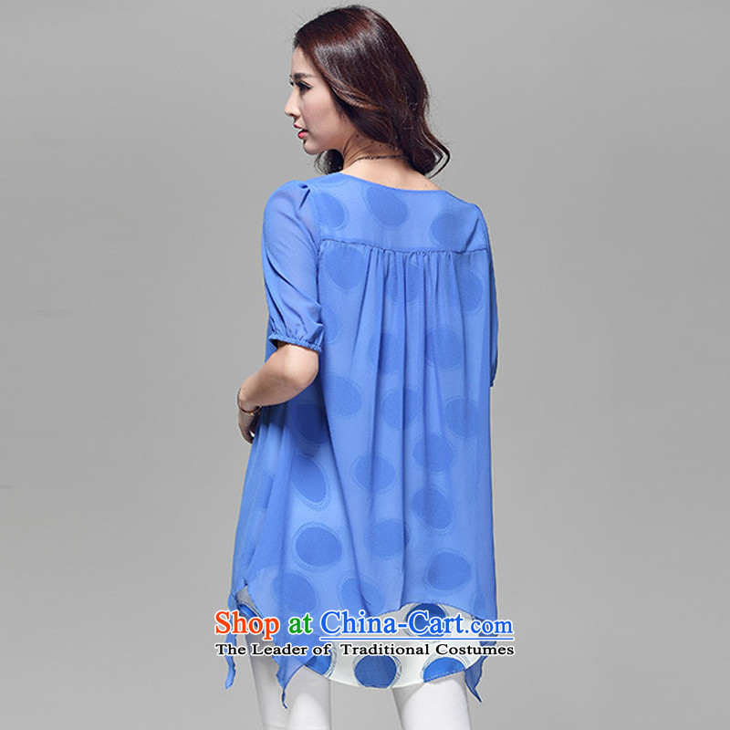 Song Of Yue XL Women's Summer new graphics in thin long leave two chiffon R5010 shirt , light blue 4XL(165-180 catty song of Yue , , , shopping on the Internet