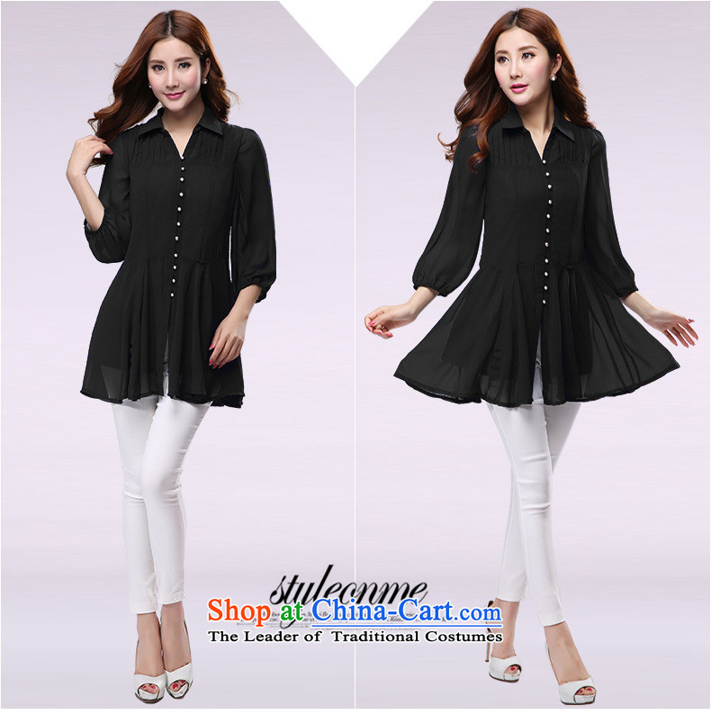 Song Of Yue XL Women's Summer new Korean version 7 to the long-sleeved shirt chiffon shirt R1191 XL(120-135 black) pictures, price catty, brand platters! The elections are supplied in the national character of distribution, so action, buy now enjoy more preferential! As soon as possible.