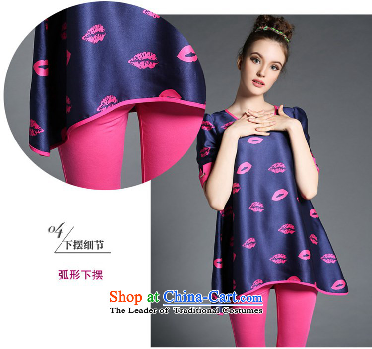 The new summer 2015 MM to thick XL Female European and American high short-sleeved T-shirt loose stamp lips thin coat pictures graphics blue XL - Video thin image, prices, brand platters! The elections are supplied in the national character of distribution, so action, buy now enjoy more preferential! As soon as possible.