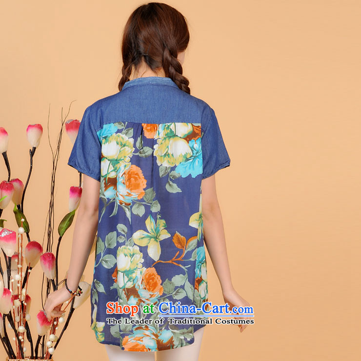 The sea route take the Korean version of the new Small collar short-sleeved realism stamp personality stitching summer loose shirts to load significantly code T-shirt 5B4705 light background pictures, price stamp 2XL, brand platters! The elections are supplied in the national character of distribution, so action, buy now enjoy more preferential! As soon as possible.