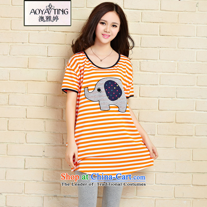 O Ya-ting 2015 Summer new to increase women's burden of code 200 mm thick cotton short-sleeved T-shirt video thin-sleeve T-shirt and a half large orange will advise you, O Jacob 100-220-ting (aoyating) , , , shopping on the Internet