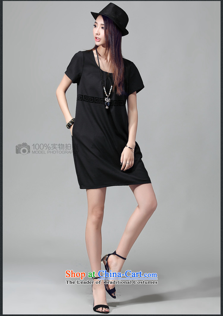 Szili Clinton larger women 2015 mm thick summer new Korean loose minimalist ethnic short-sleeved chiffon dresses thick sister lady stylish even turning black skirt L picture, prices, brand platters! The elections are supplied in the national character of distribution, so action, buy now enjoy more preferential! As soon as possible.