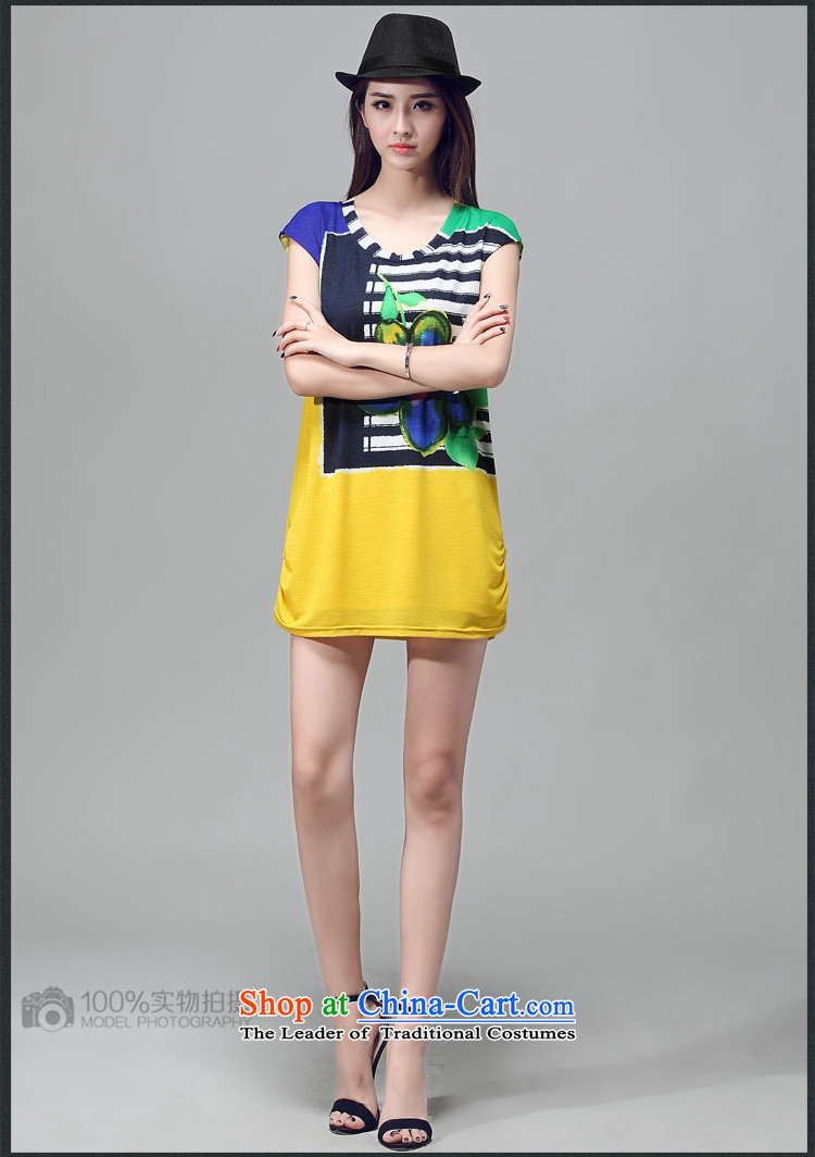 Szili Clinton thick mm Summer 2015 new thick sister to increase women's stylish collision code color temperament short-sleeved chiffon dresses in long loose t-shirt female yellow L picture, prices, brand platters! The elections are supplied in the national character of distribution, so action, buy now enjoy more preferential! As soon as possible.