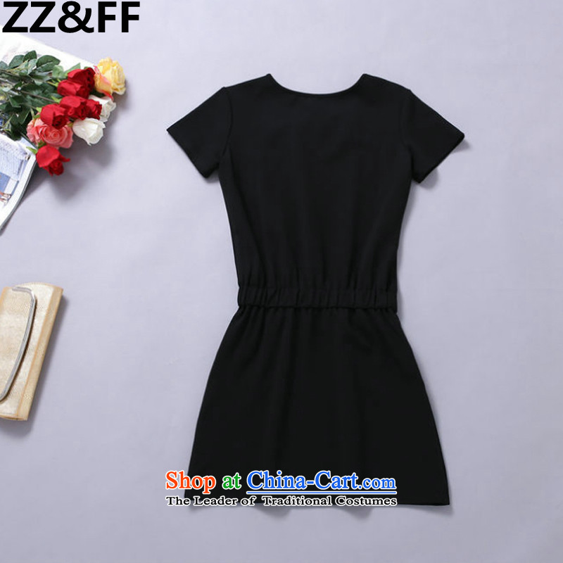 The new summer 2015 Zz&ff larger female 200 catties thick MM stylish cubs stamp short-sleeved dresses picture color XXXL,ZZ&FF,,, shopping on the Internet