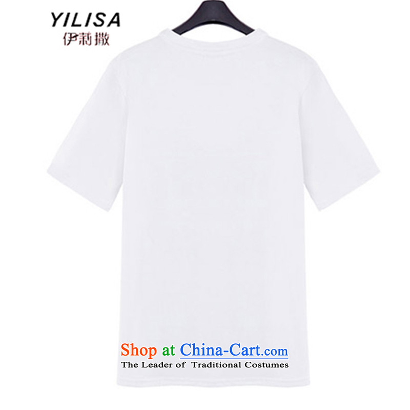 Large European and American women YILISA2015 loaded thick mm summer short-sleeved T-shirt to graphics thin chiffon castor trousers Harun leisure wears pants M322 map color XL 100-130 suitable for that Ms (YILISA sub-shopping on the Internet has been press