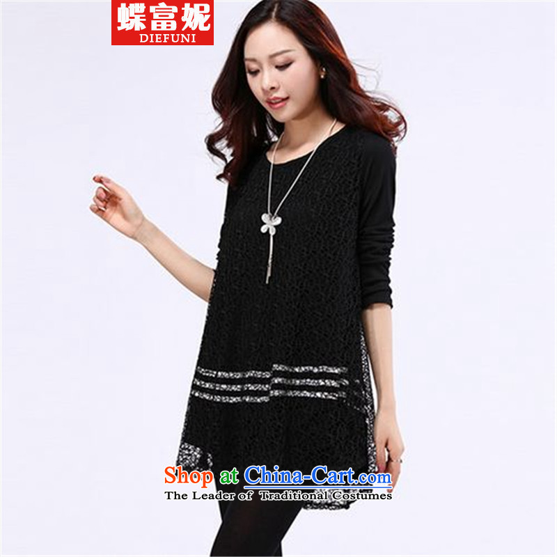 Butterfly fu ni  2015 to increase the number of female graphics thin winter thick Korean forming the sister of the Netherlands T-shirt black large 4XL, code Butterfly (DIEFUNI rich ni) , , , shopping on the Internet