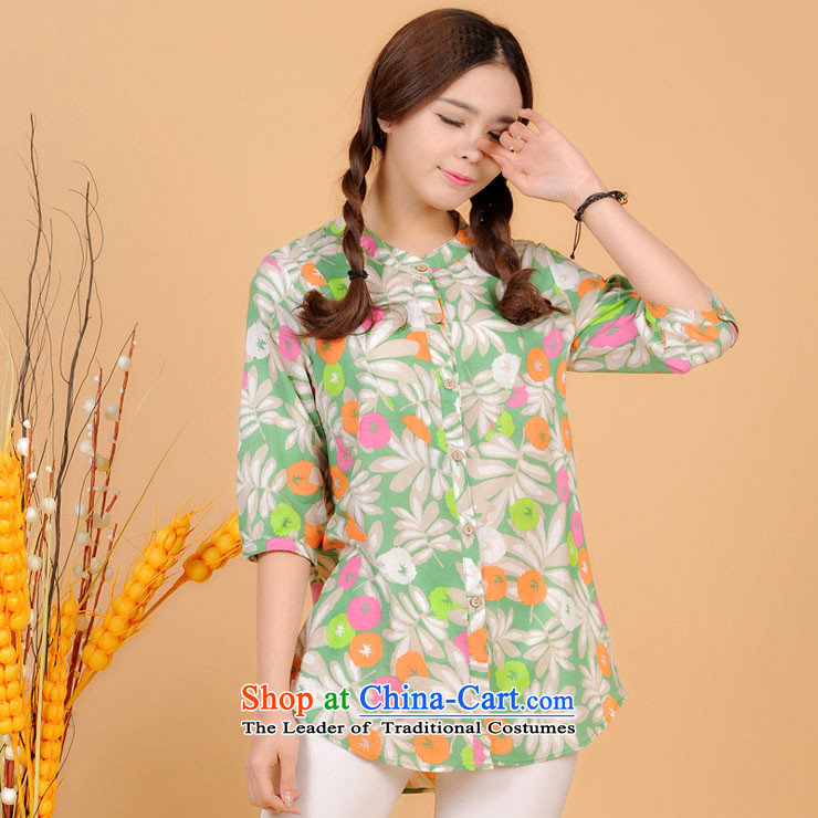 The sea route take the Korean version of the new Small collar 7 cuff pure cotton small large floral shirt spring and summer loose increase female clothes 5L4705 light pink 3XL picture, prices, brand platters! The elections are supplied in the national character of distribution, so action, buy now enjoy more preferential! As soon as possible.