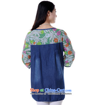 The sea route take the Korean version of the new round-neck collar personality cowboy stitching large floral shirt 4705-J water smash flower XL Photo, prices, brand platters! The elections are supplied in the national character of distribution, so action, buy now enjoy more preferential! As soon as possible.