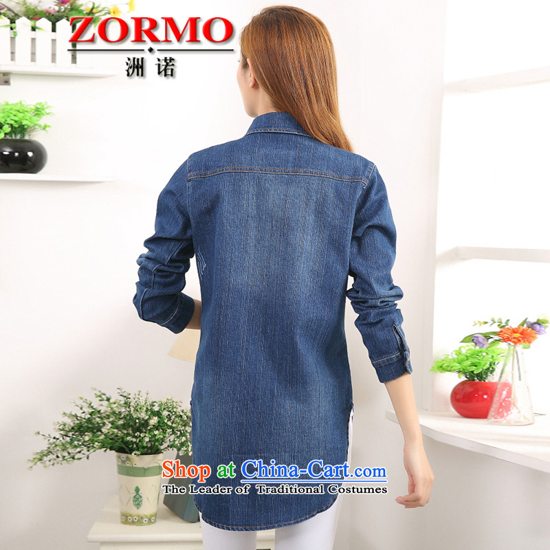  Western women in spring and autumn ZORMO in long large cowboy shirt thick mm to xl casual shirt, blue XXL,ZORMO,,, shopping on the Internet