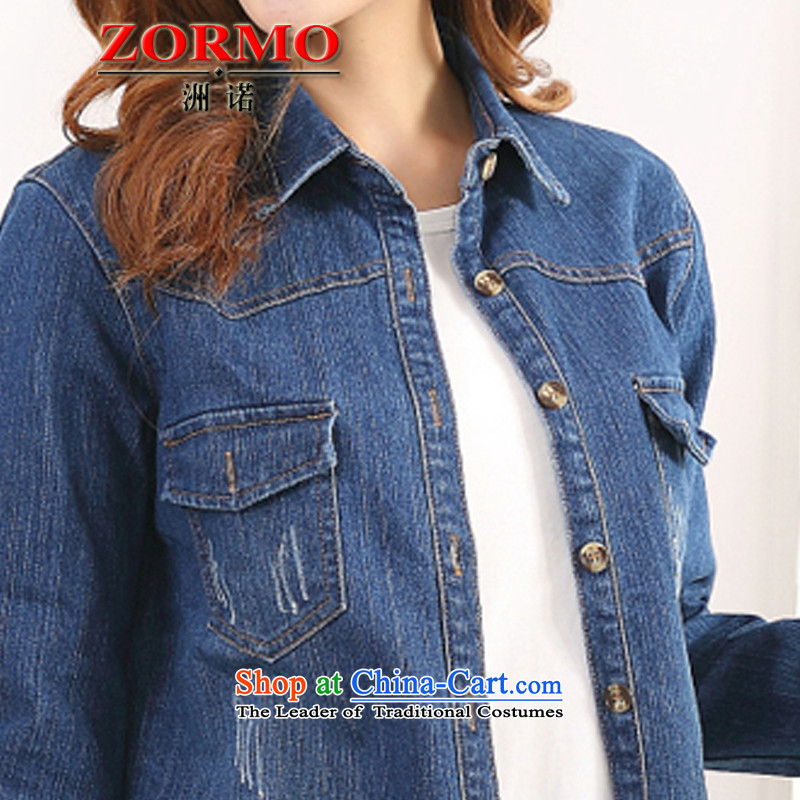  Western women in spring and autumn ZORMO in long large cowboy shirt thick mm to xl casual shirt, blue XXL,ZORMO,,, shopping on the Internet