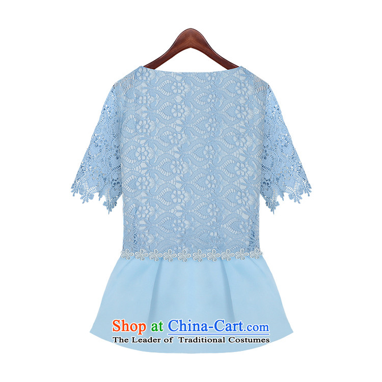 Mr Hui 2015 summer products new Western women xl thick mm thin lace Sau San video stitching short-sleeved T-shirt + shorts two Kit 9057 Blue 4XL Photo, prices, brand platters! The elections are supplied in the national character of distribution, so action, buy now enjoy more preferential! As soon as possible.