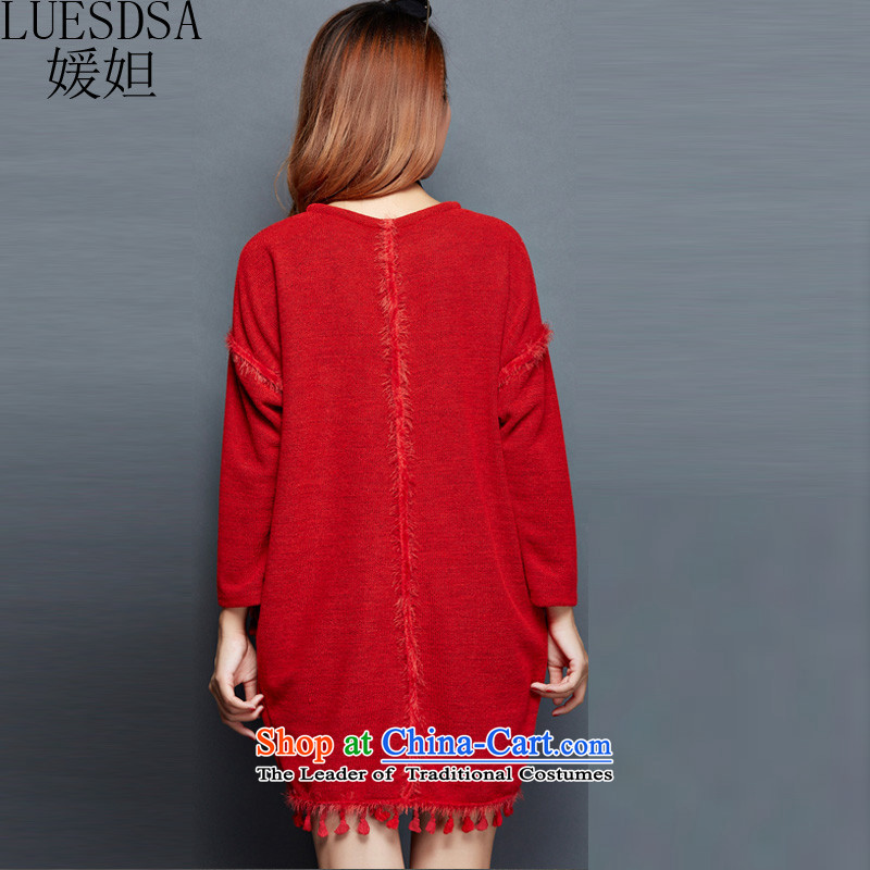 Yuan slot in the 2015 Fall/Winter Collections new Korean to increase women's code loose black poverty video in mm thick thin long Sweater Knit-dresses YD145 red color 3XL, Yuan (LUESDSA slot) , , , shopping on the Internet