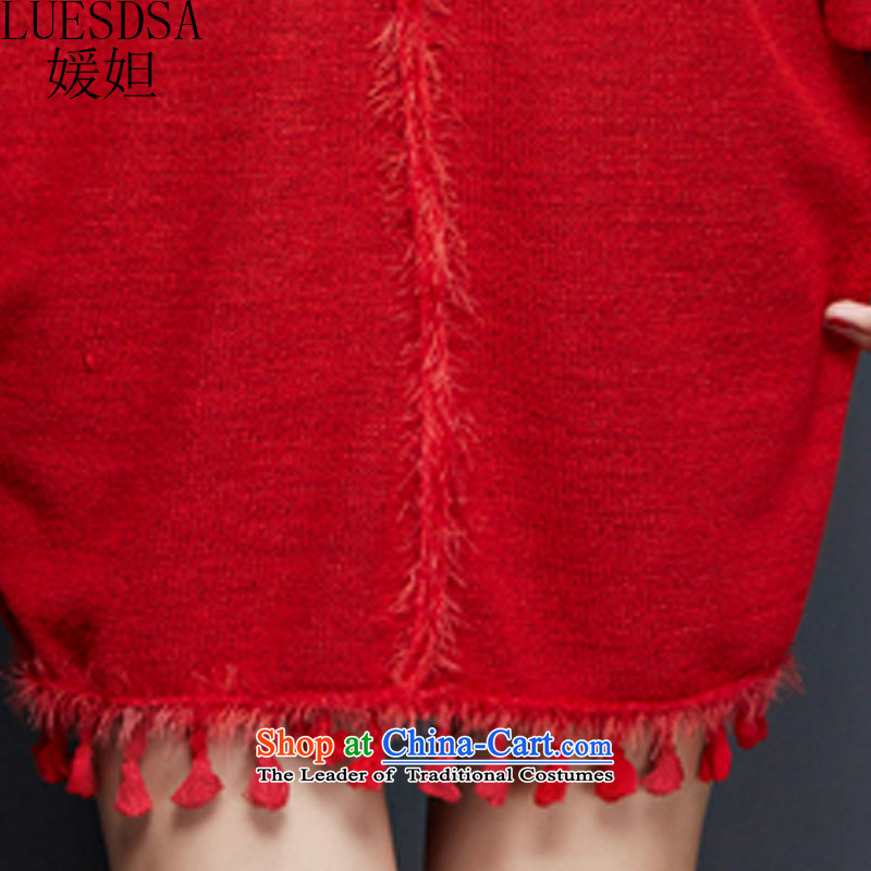 Yuan slot in the 2015 Fall/Winter Collections new Korean to increase women's code loose black poverty video in mm thick thin long Sweater Knit-dresses YD145 red color 3XL, Yuan (LUESDSA slot) , , , shopping on the Internet