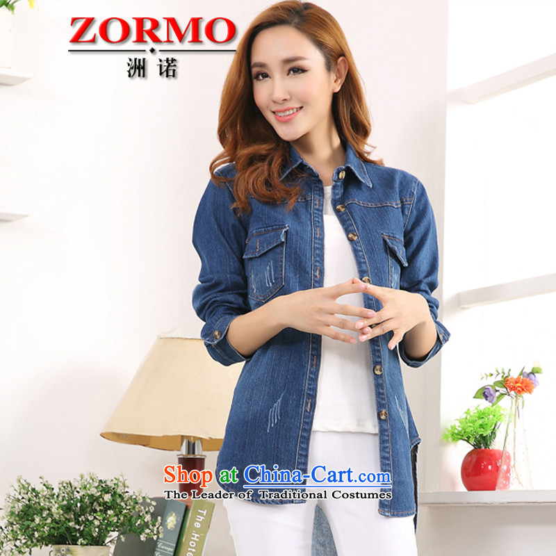  Large ZORMO women during the spring and autumn large long-sleeved shirt and Cowboy Code mm to xl leisure cowboy shirt blue 5XL,ZORMO,,, shopping on the Internet