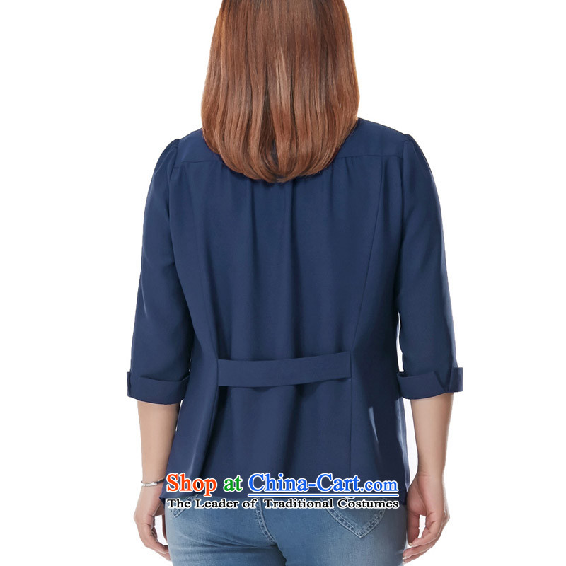 Msshe xl women 2015 new fall inside the lapel billowy flounces pure color chiffon coat 2946 Blue 6XL, Susan Carroll, the poetry Yee (MSSHE),,, shopping on the Internet
