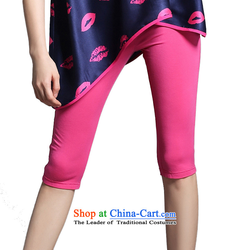Replace Ting zhuangting thick people 2015 Summer larger female high-Western Pure color cotton capri pants, forming the elastic wild 1903 XL, replace the red-ting (zhuangting) , , , shopping on the Internet