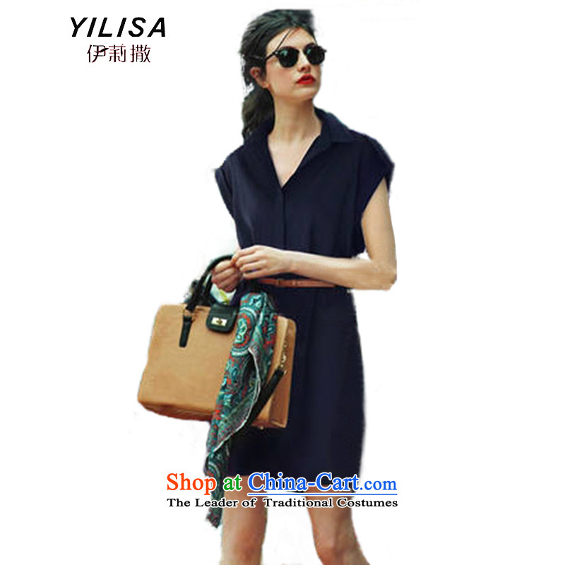 The new summer Europe YILISA2015 larger women's summer skirt belt Foutune of dresses female short-sleeved bow tie dresses Y5213 apricot XXXL, Elizabeth YILISA (sub-) , , , shopping on the Internet