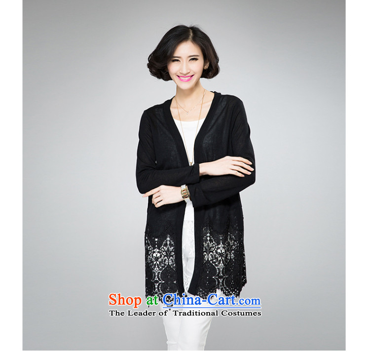 The spring and summer of 2015 mm thick new larger female mahogany and lace stitching spring and summer wild cardigan small black jacket XL pictures, prices, brand platters! The elections are supplied in the national character of distribution, so action, buy now enjoy more preferential! As soon as possible.