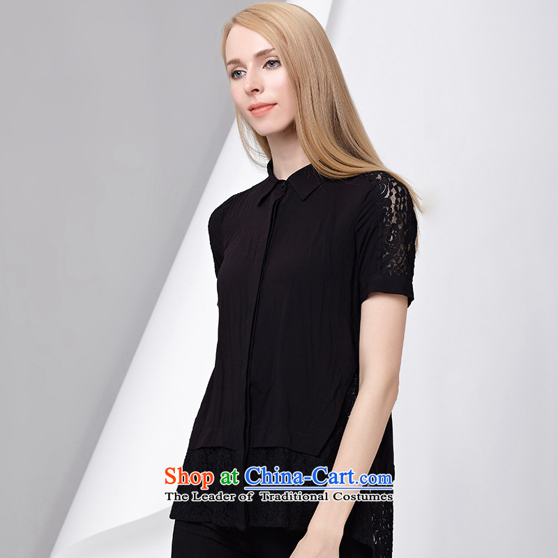 As provided for large summer 2015 MM thick Korean sweet lace stitching shirt graphics plus thin short-sleeved shirt sister thick black XL, as provided for 2692 (qisuo) , , , shopping on the Internet
